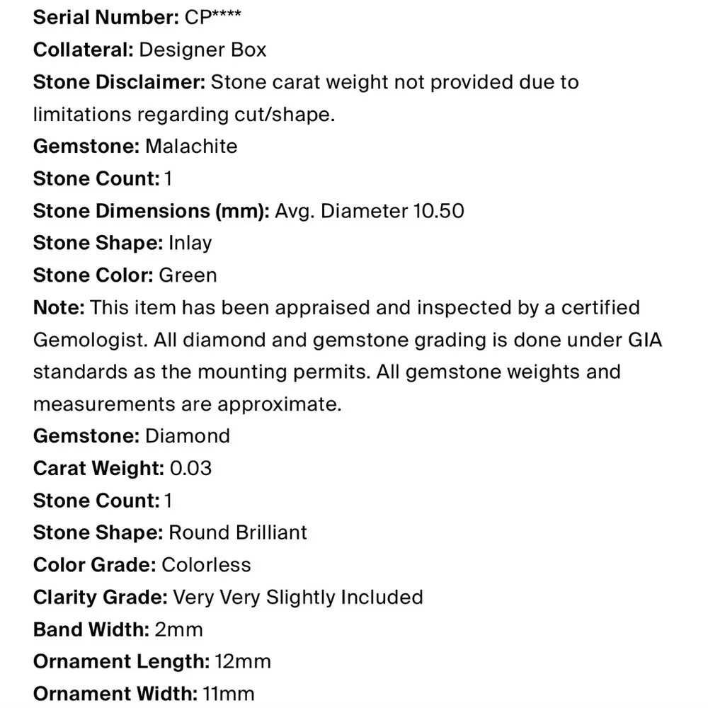 Cartier Malachite Amulette De Cartier Rose Gold Ring - Picture 9 of 9